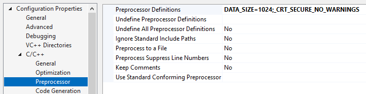 Figure 01: Preprocessor Definitions for a staged payload